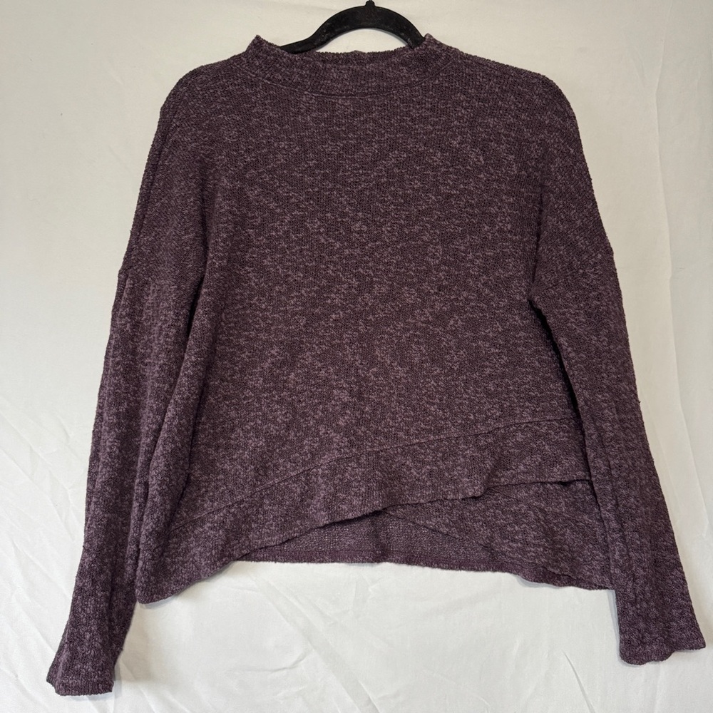 American Eagle Womens Knit Sweater Size M Purple Melange Asymmetric Fairy Grunge